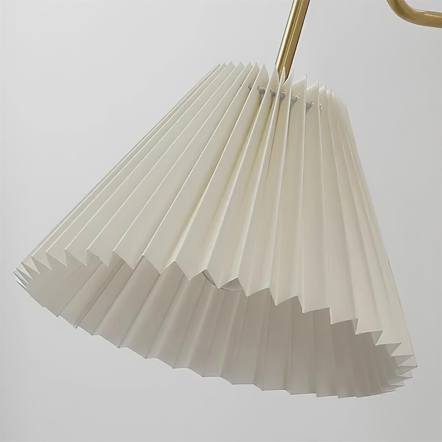 Vintage Brass & Walnut Wall Lamp with Pleated Fabric Shade