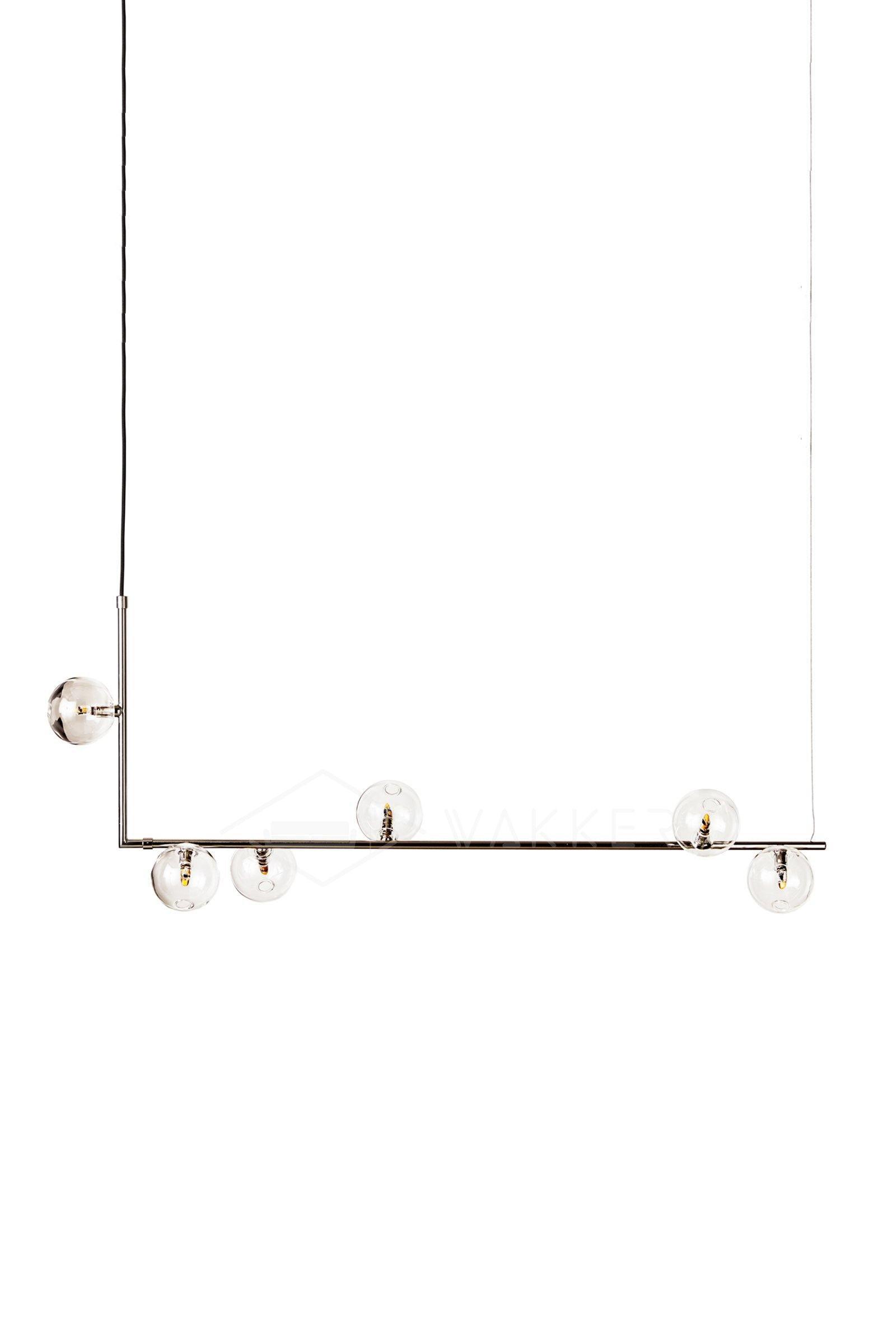 Moss Chandelier Glass with Black Steel Linear-Neutral Decor