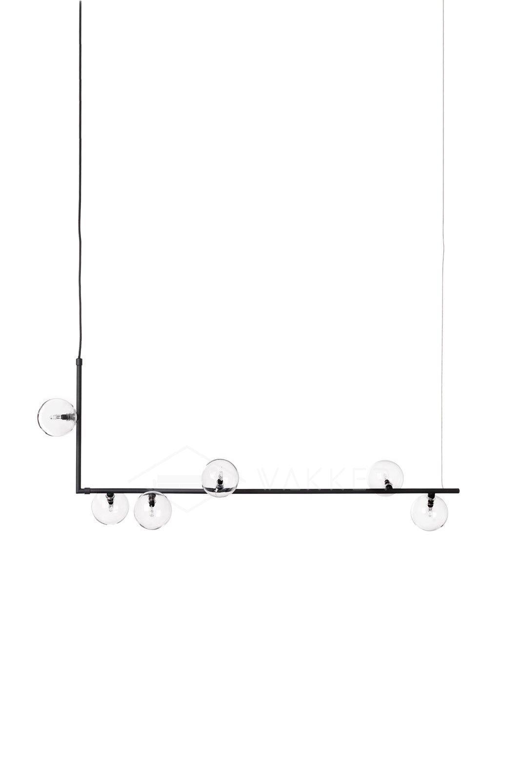 Moss Chandelier Glass with Black Steel Linear-Neutral Decor
