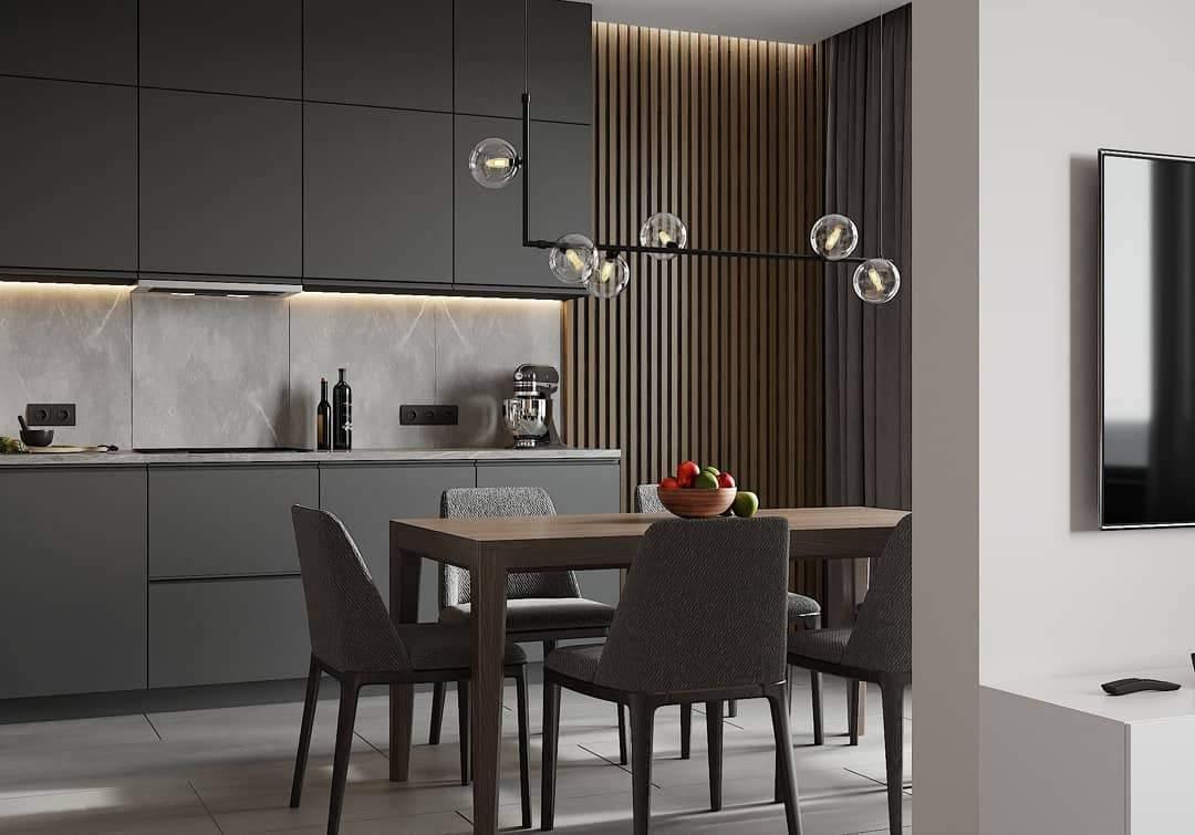 Moss Chandelier Glass with Black Steel Linear-Neutral Decor