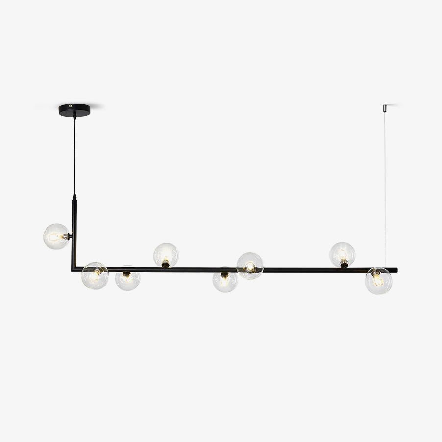 Moss Chandelier Glass with Black Steel Linear-Neutral Decor