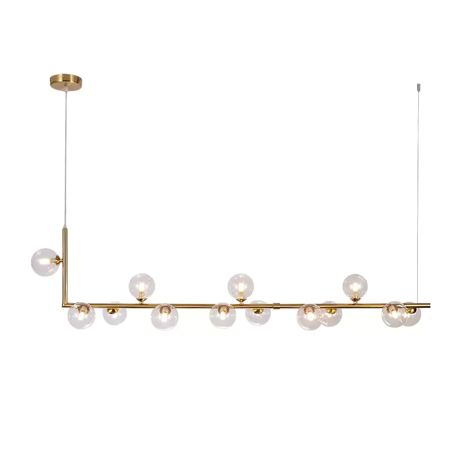 Moss Chandelier Glass with Black Steel Linear-Neutral Decor