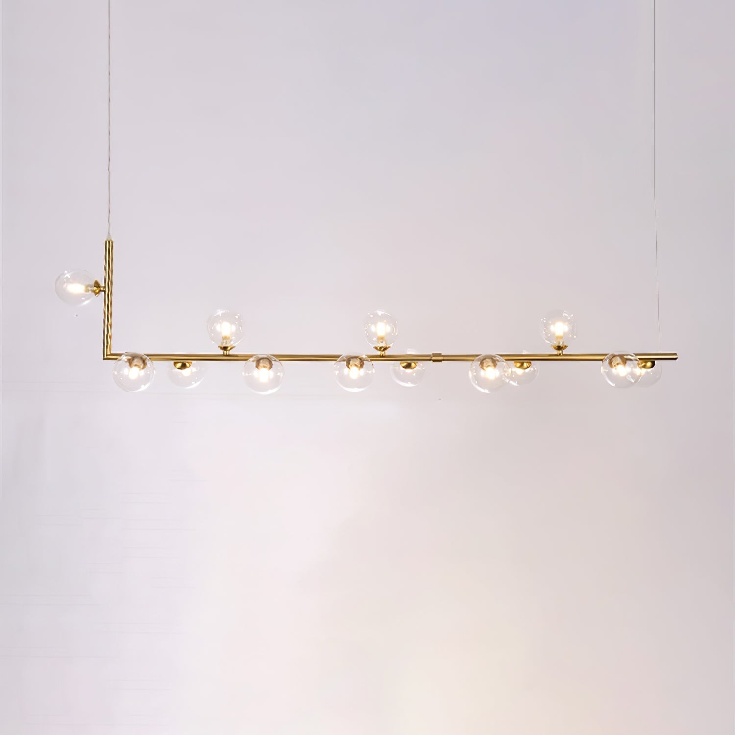 Moss Chandelier Glass with Black Steel Linear-Neutral Decor