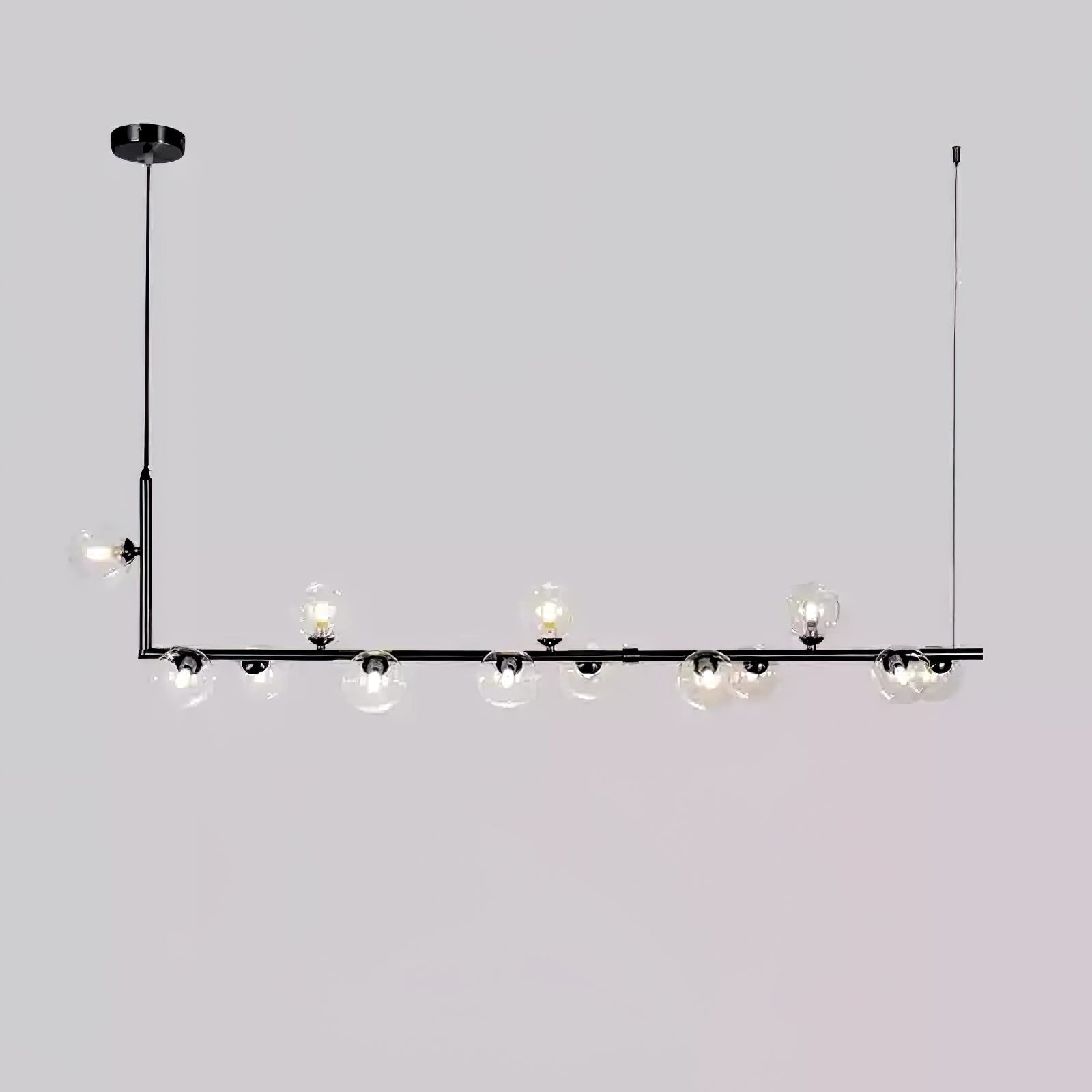 Moss Chandelier Glass with Black Steel Linear-Neutral Decor