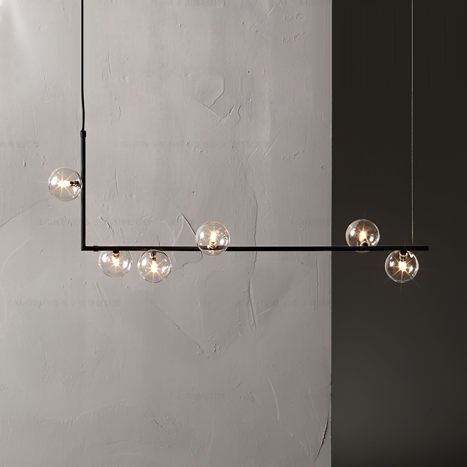 Moss Chandelier Glass with Black Steel Linear-Neutral Decor