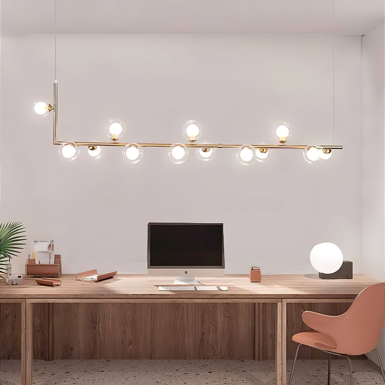 Moss Chandelier Glass with Black Steel Linear-Neutral Decor