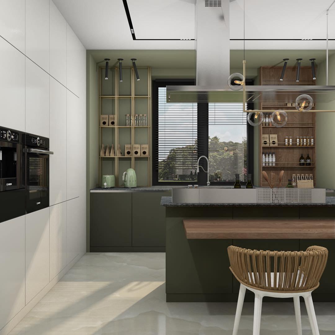 Moss Chandelier Glass with Black Steel Linear-Neutral Decor