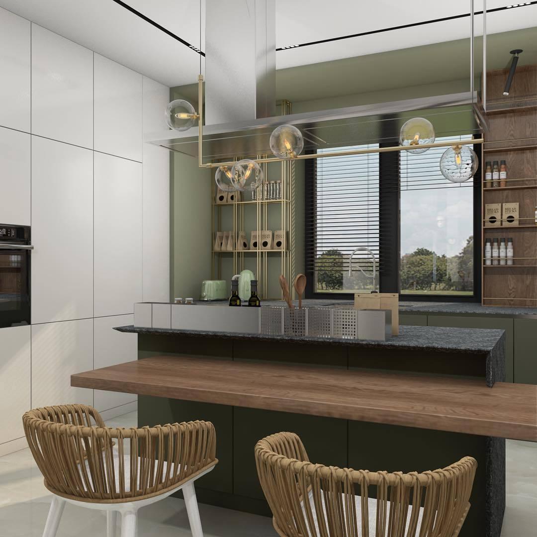 Moss Chandelier Glass with Black Steel Linear-Neutral Decor