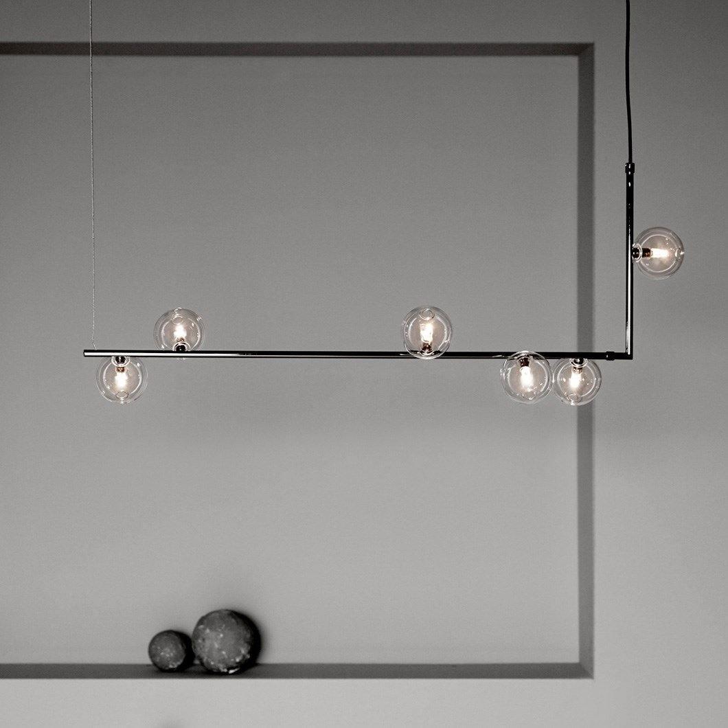 Moss Chandelier Glass with Black Steel Linear-Neutral Decor