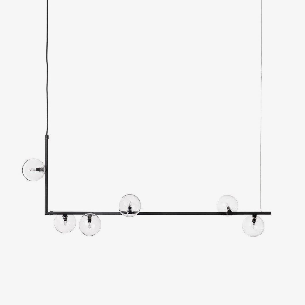 Moss Chandelier Glass with Black Steel Linear-Neutral Decor