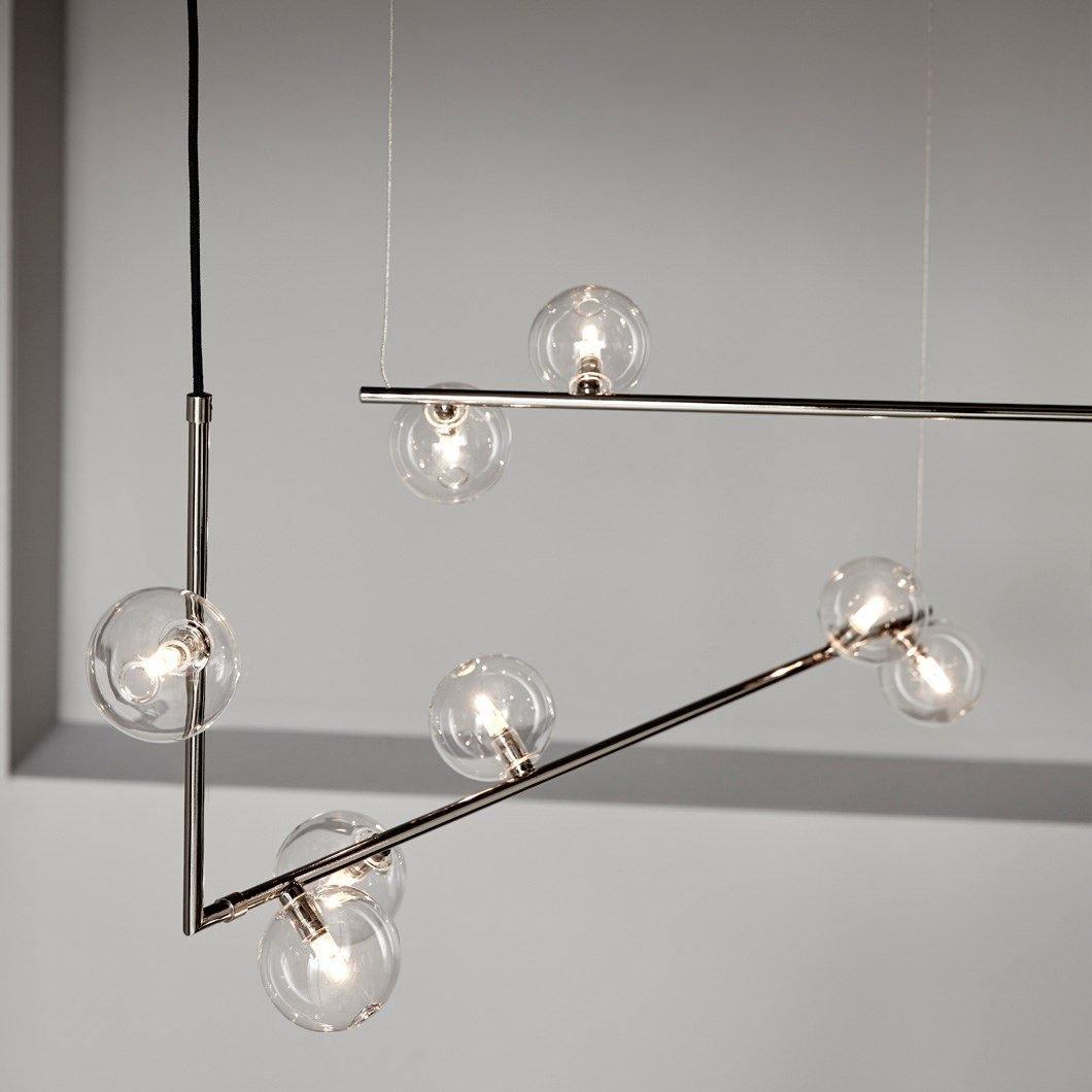 Moss Chandelier Glass with Black Steel Linear-Neutral Decor