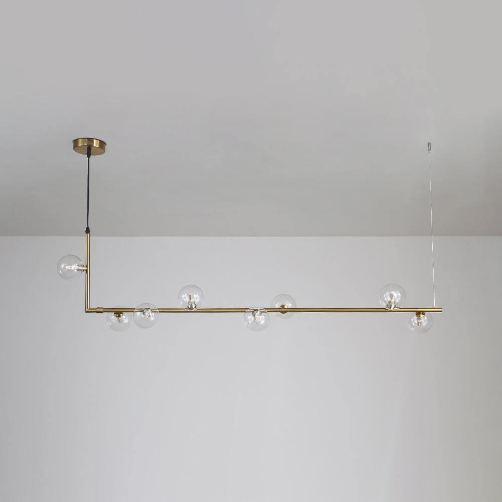Moss Chandelier Glass with Black Steel Linear-Neutral Decor