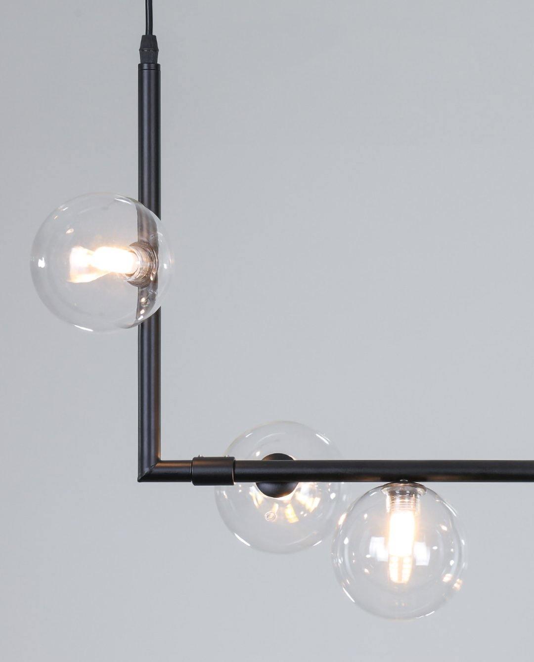 Moss Chandelier Glass with Black Steel Linear-Neutral Decor