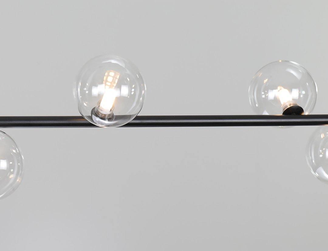Moss Chandelier Glass with Black Steel Linear-Neutral Decor
