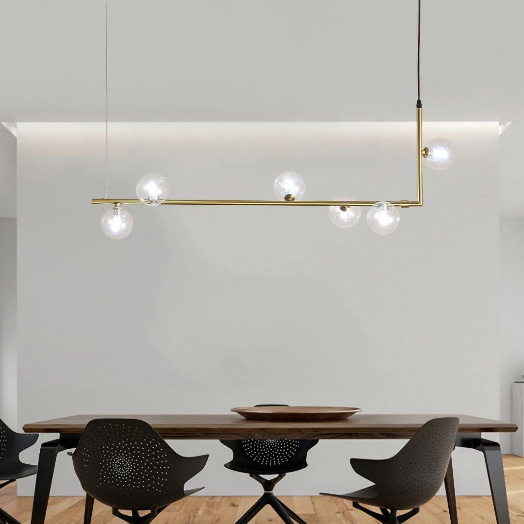 Moss Chandelier Glass with Black Steel Linear-Neutral Decor