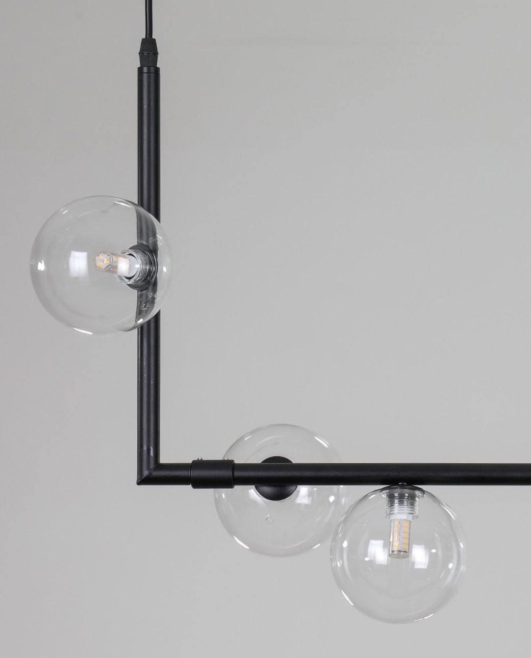 Moss Chandelier Glass with Black Steel Linear-Neutral Decor
