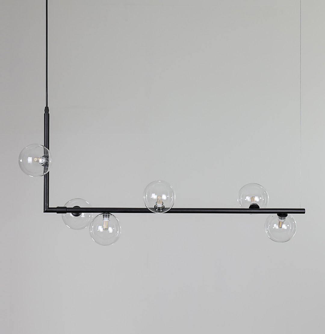 Moss Chandelier Glass with Black Steel Linear-Neutral Decor