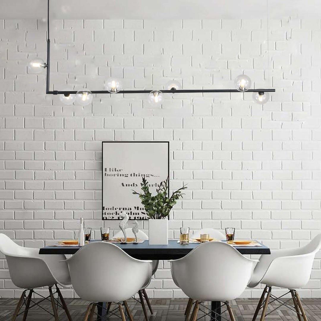 Moss Chandelier Glass with Black Steel Linear-Neutral Decor