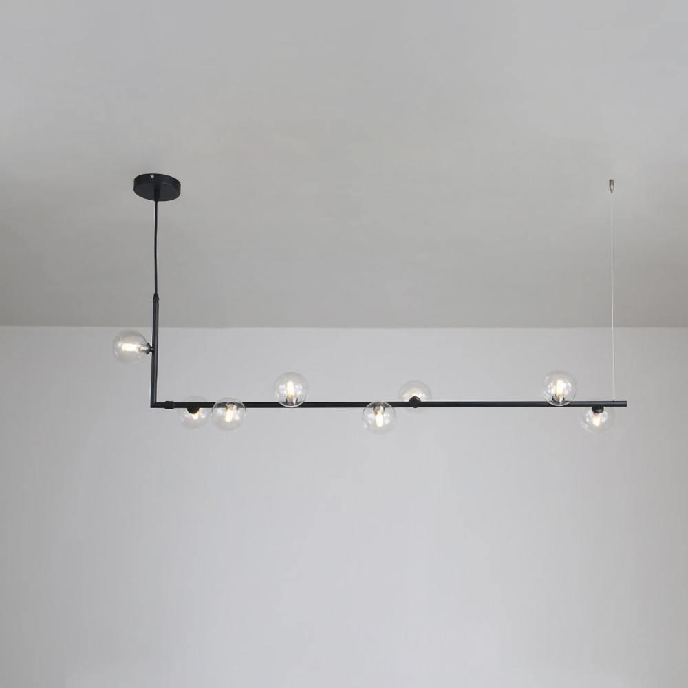 Moss Chandelier Glass with Black Steel Linear-Neutral Decor