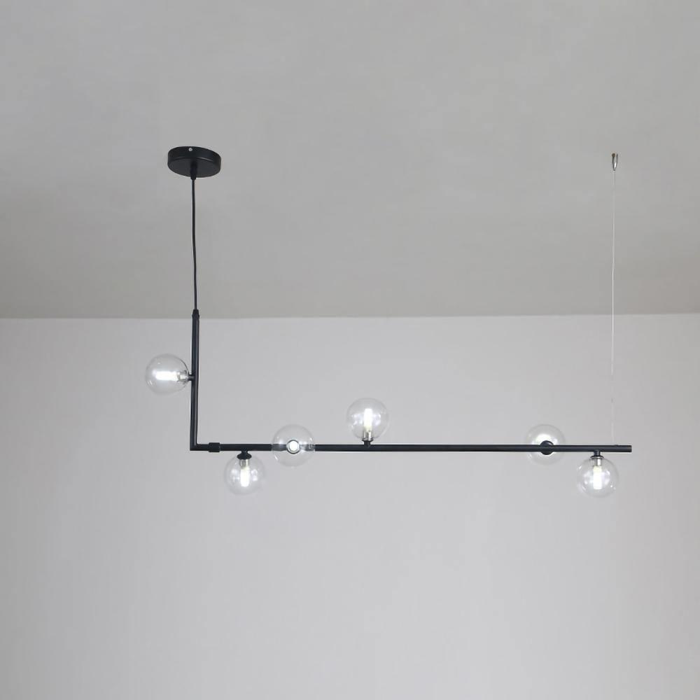 Moss Chandelier Glass with Black Steel Linear-Neutral Decor