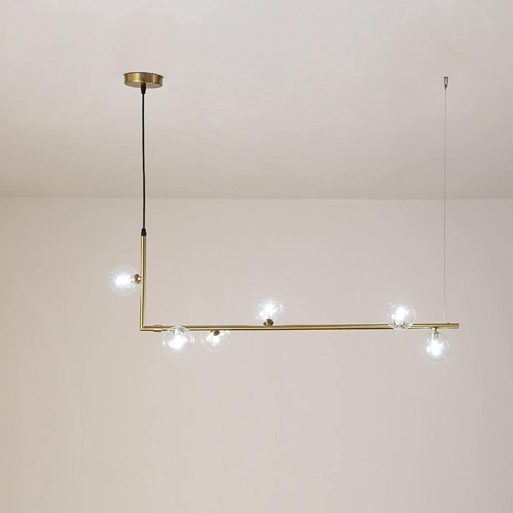 Moss Chandelier Glass with Black Steel Linear-Neutral Decor