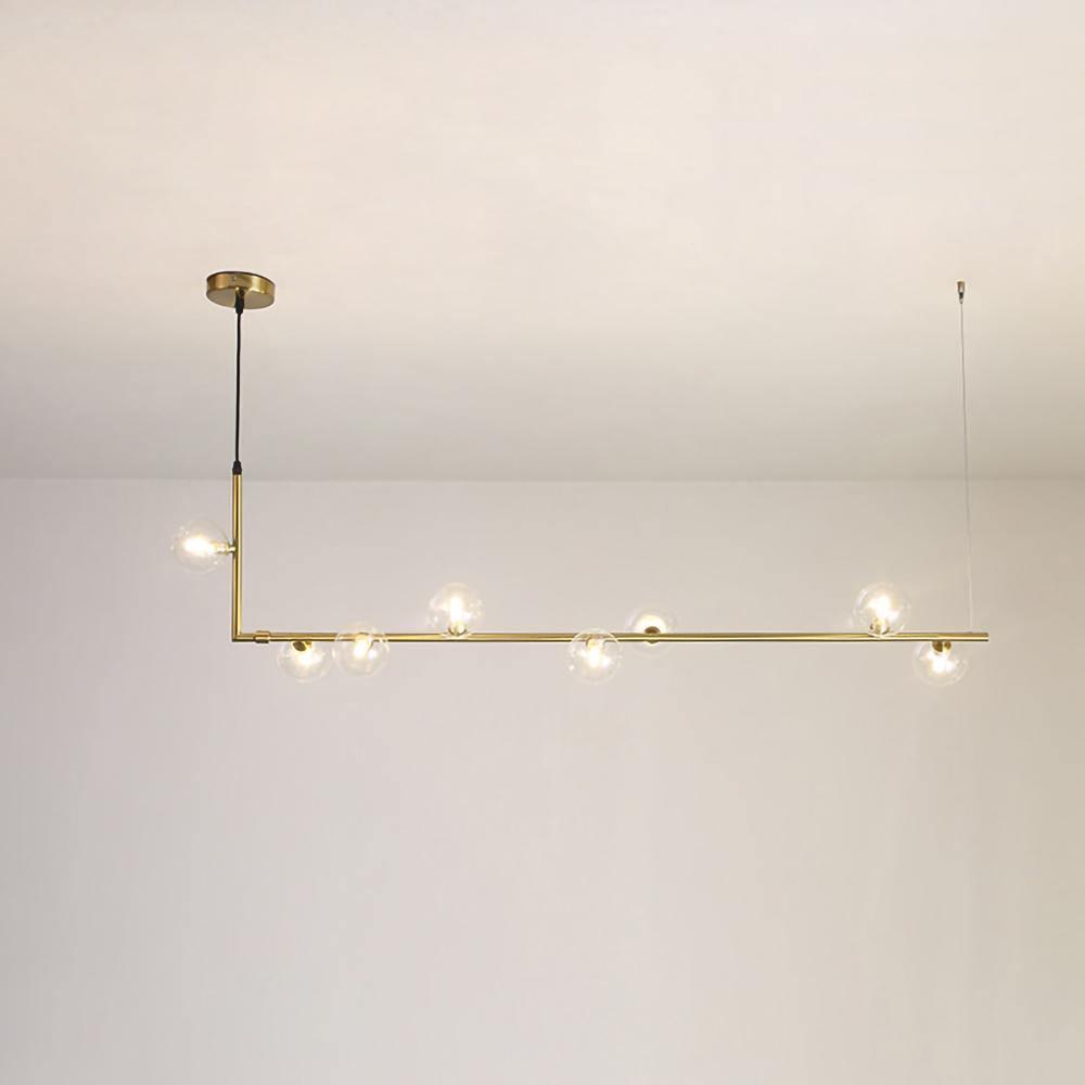 Moss Chandelier Glass with Black Steel Linear-Neutral Decor