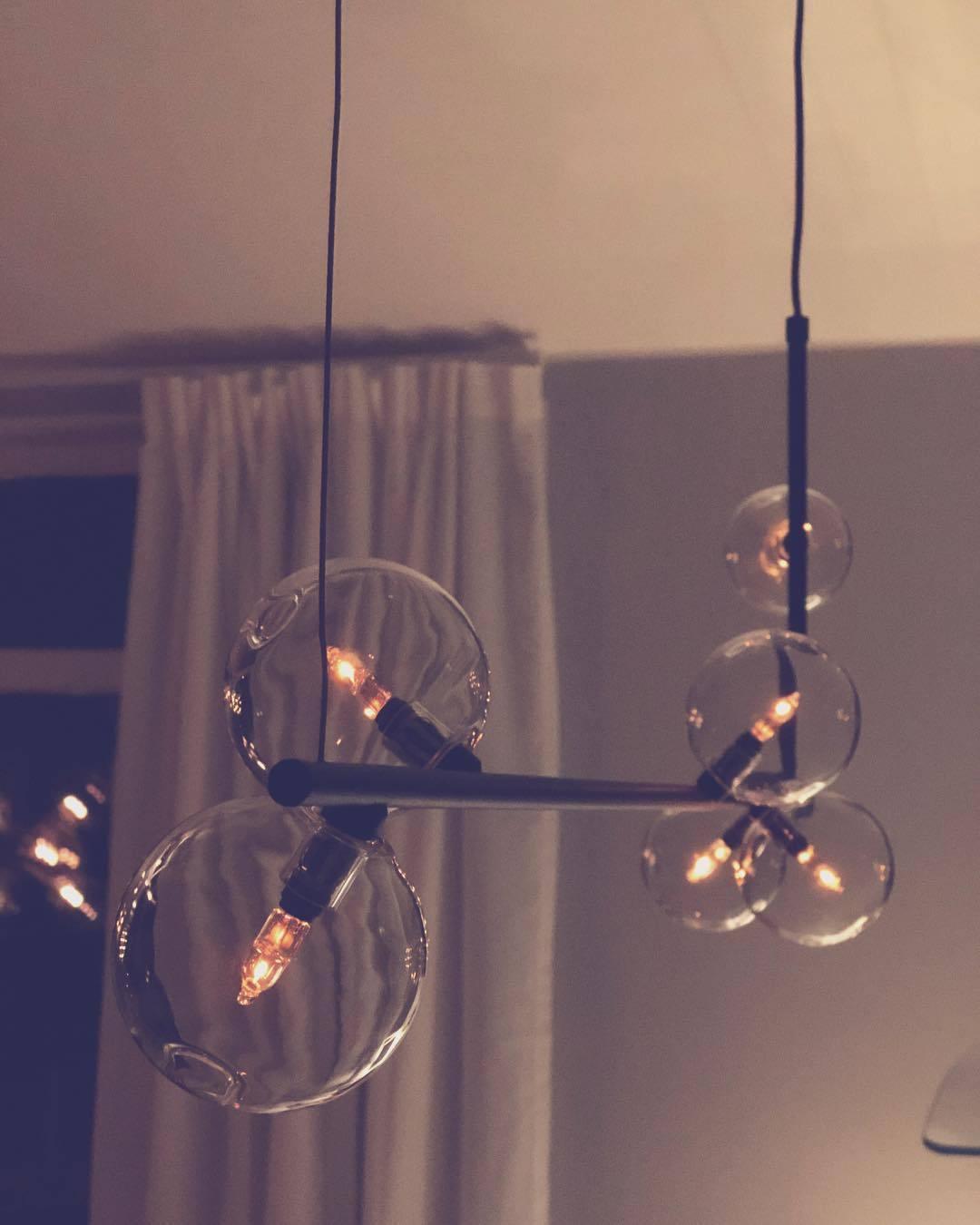 Moss Chandelier Glass with Black Steel Linear-Neutral Decor