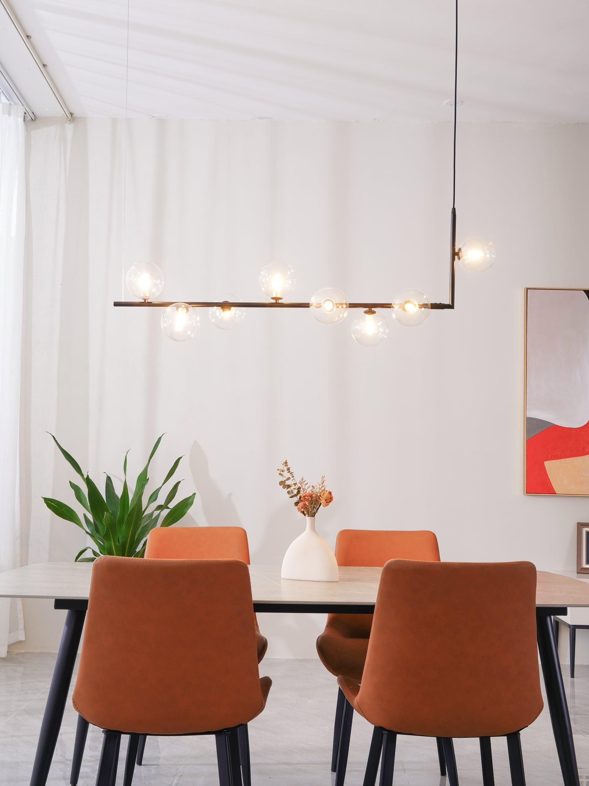 Moss Chandelier Glass with Black Steel Linear-Neutral Decor