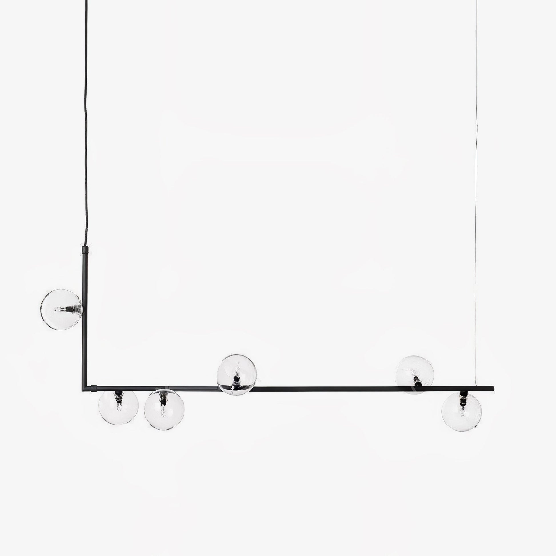 Moss Chandelier Glass with Black Steel Linear-Neutral Decor