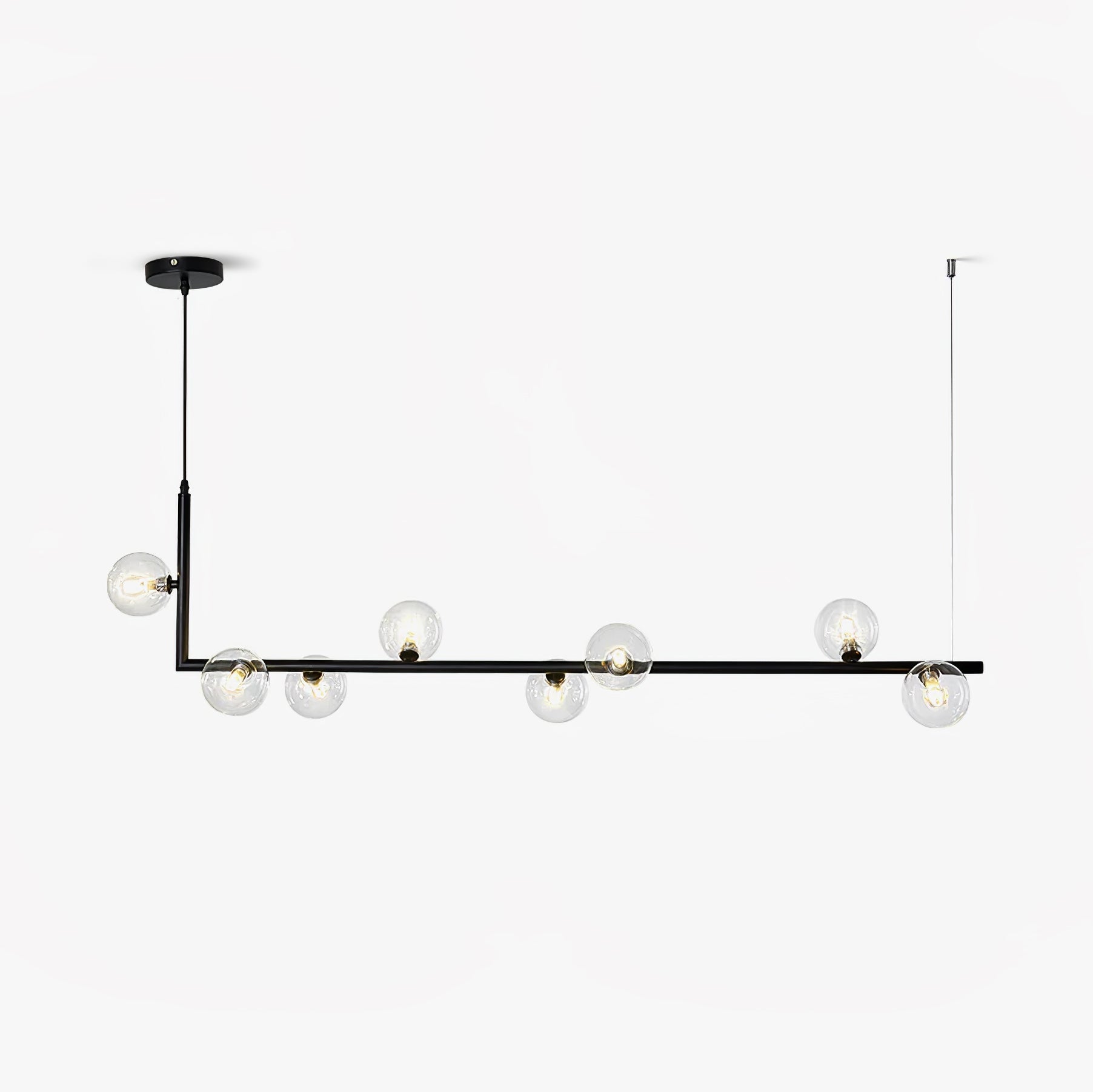 Moss Chandelier Glass with Black Steel Linear-Neutral Decor
