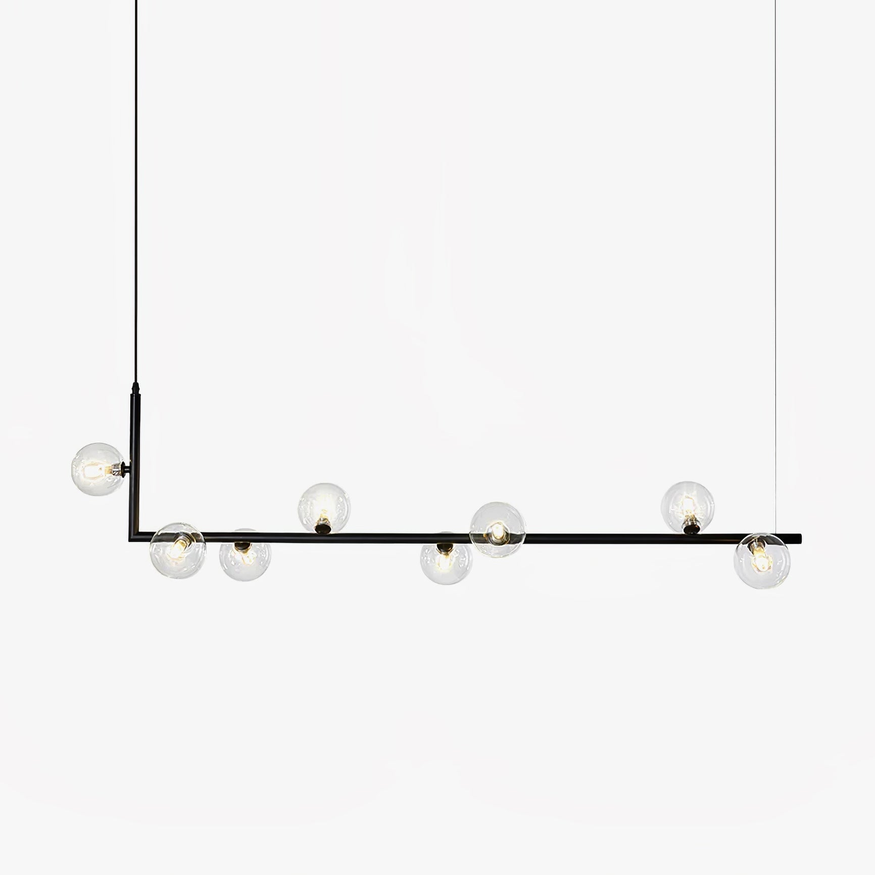 Moss Chandelier Glass with Black Steel Linear-Neutral Decor