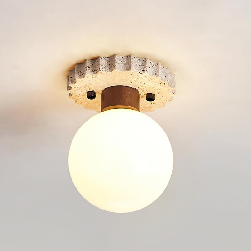 Neptune  Travertine Globe Ceiling Light
