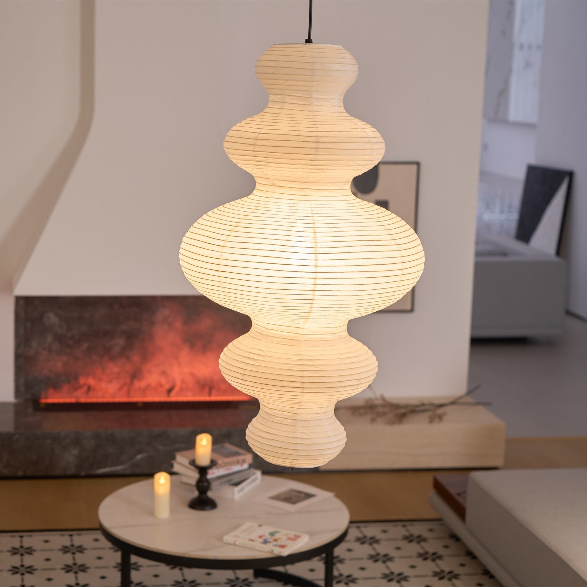 Mune Paper Traditional Pendant Lamp-Neutral Decor