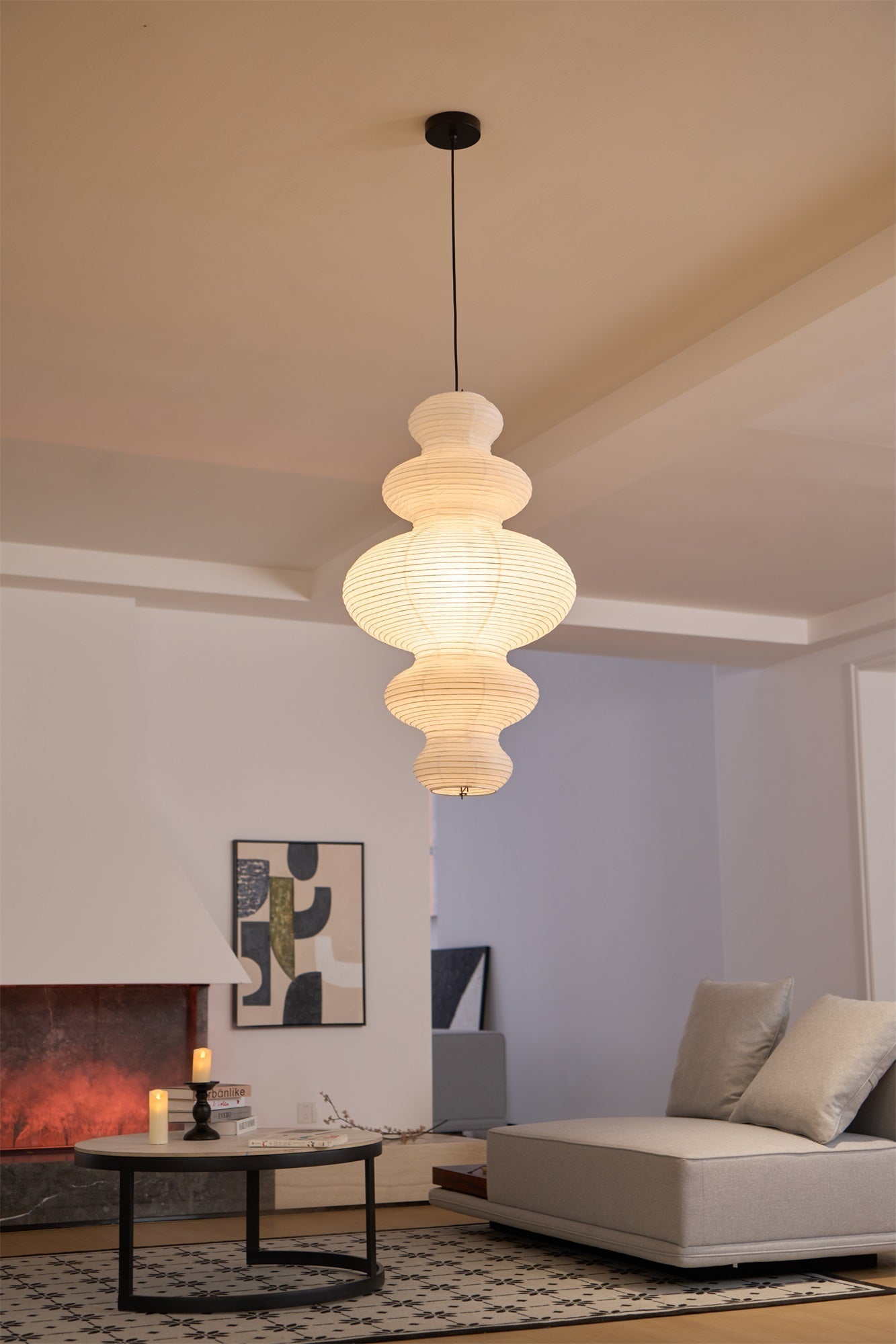 Mune Paper Traditional Pendant Lamp-Neutral Decor