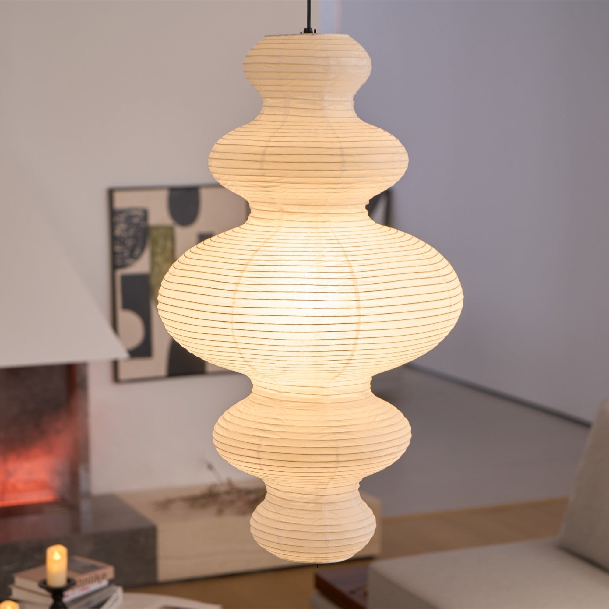 Mune Paper Traditional Pendant Lamp-Neutral Decor