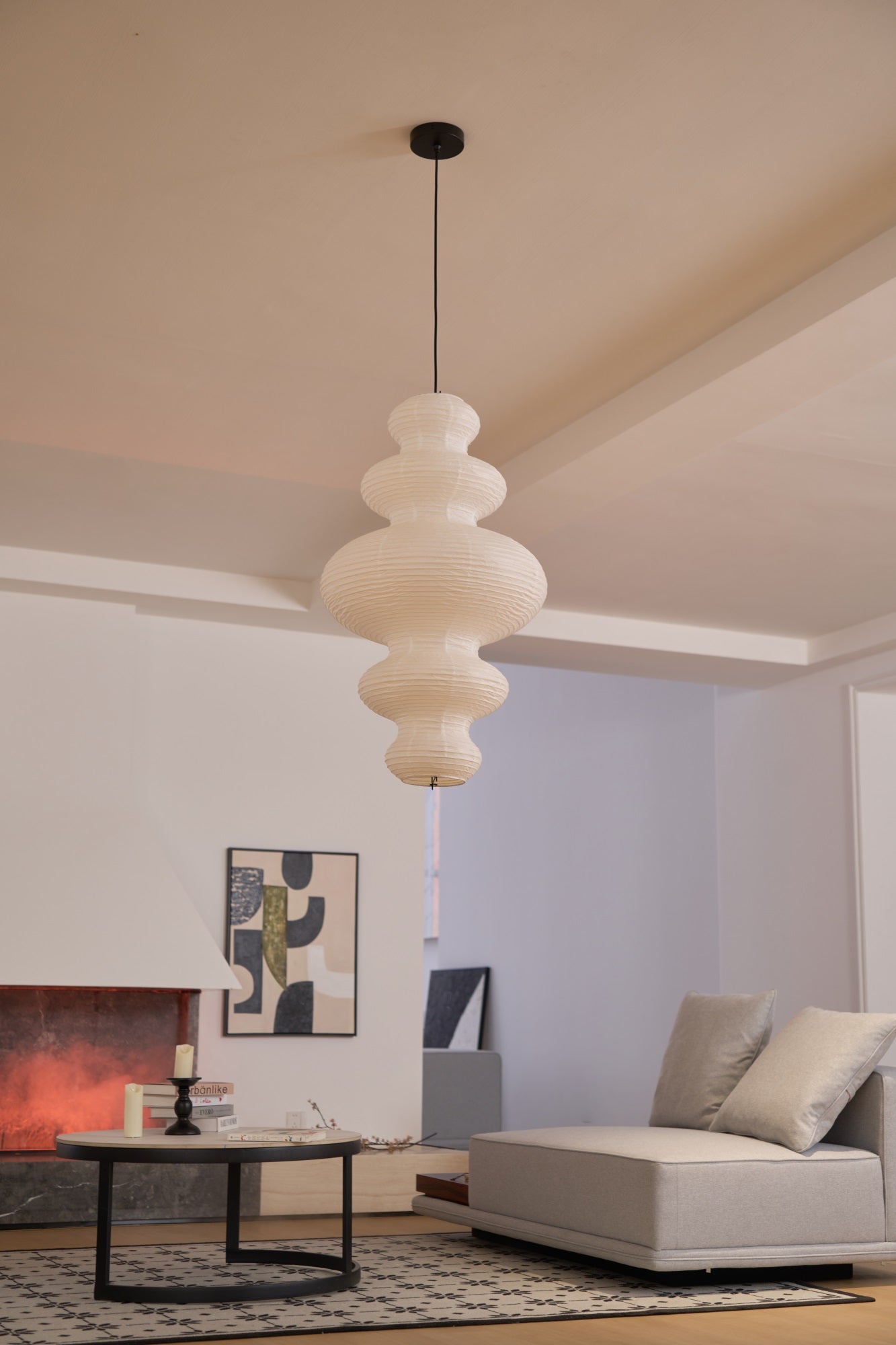 Mune Paper Traditional Pendant Lamp-Neutral Decor