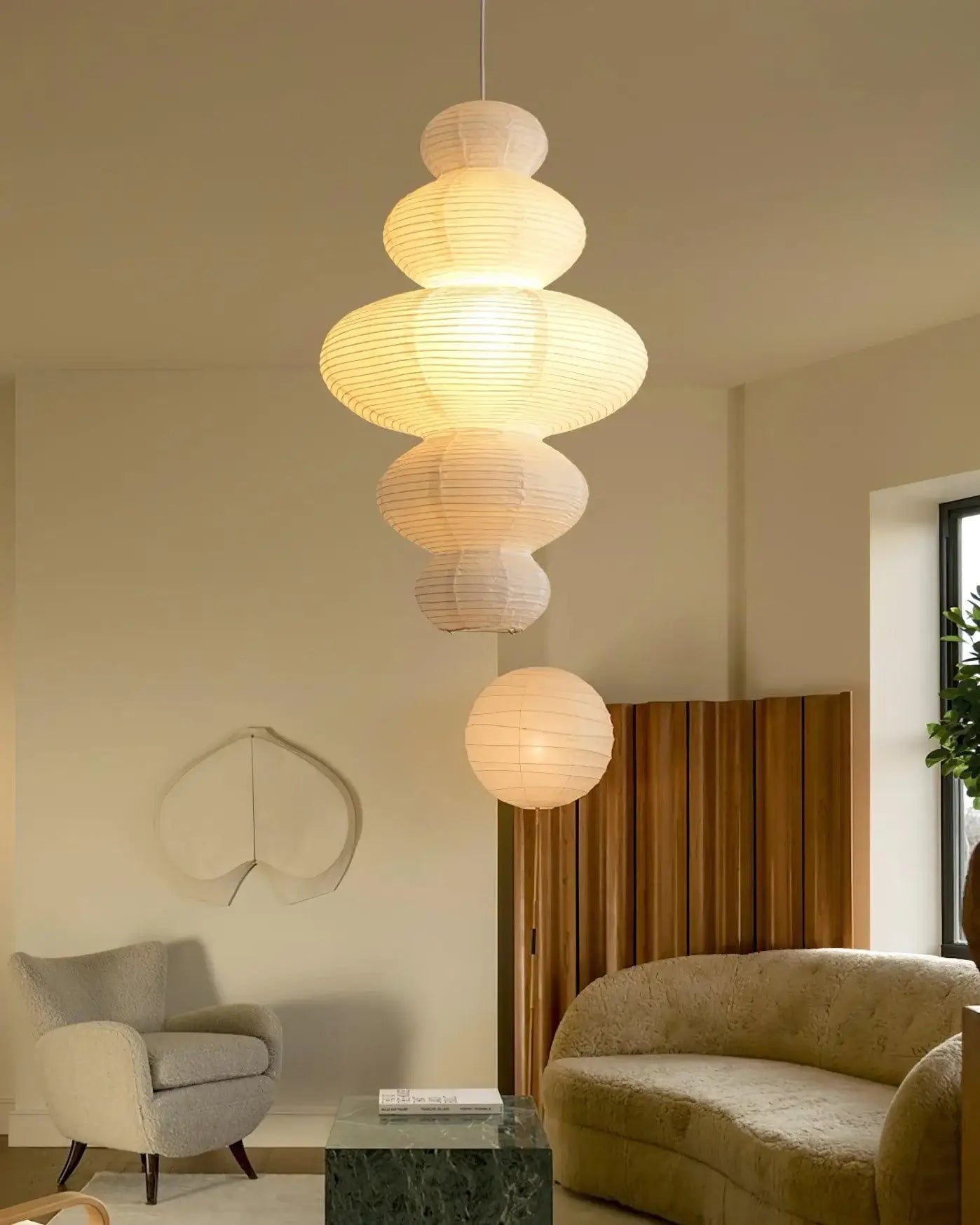 Mune Paper Traditional Pendant Lamp-Neutral Decor