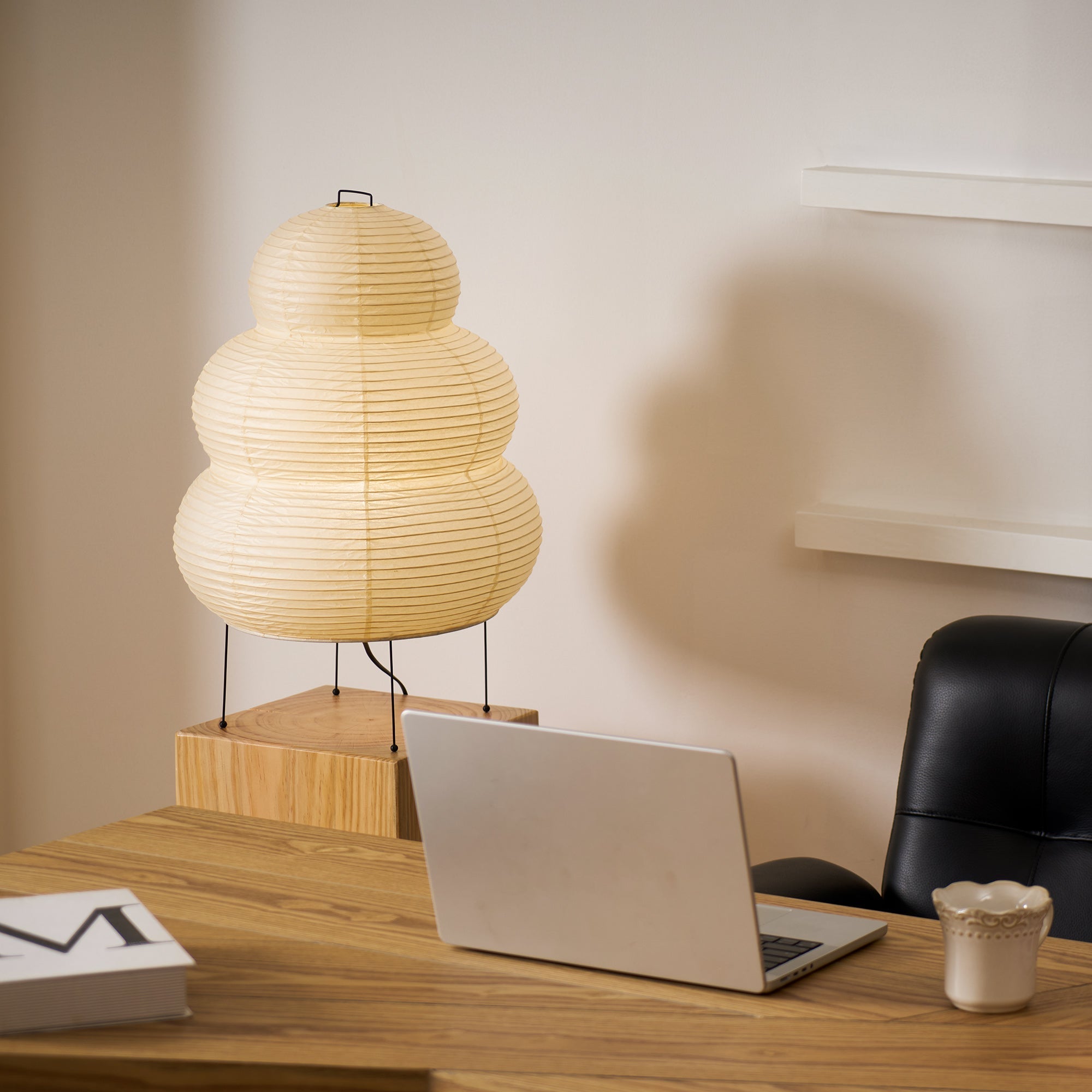 Tranquilux Paper Japanese-Inspired Table Lamp-Neutral Decor