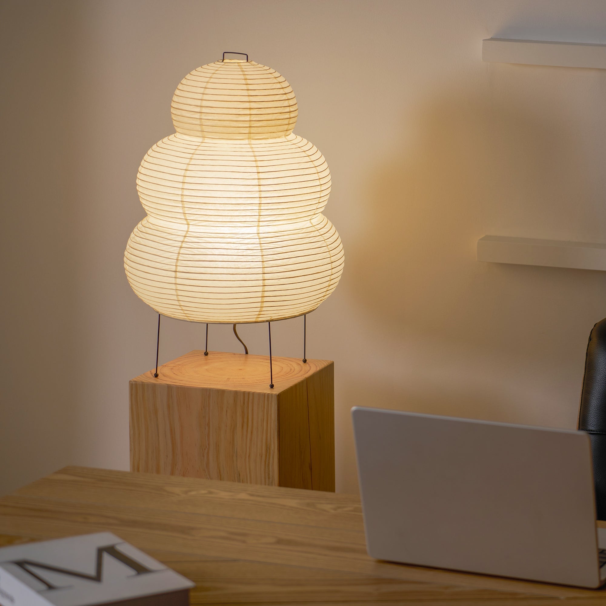 Tranquilux Paper Japanese-Inspired Table Lamp-Neutral Decor