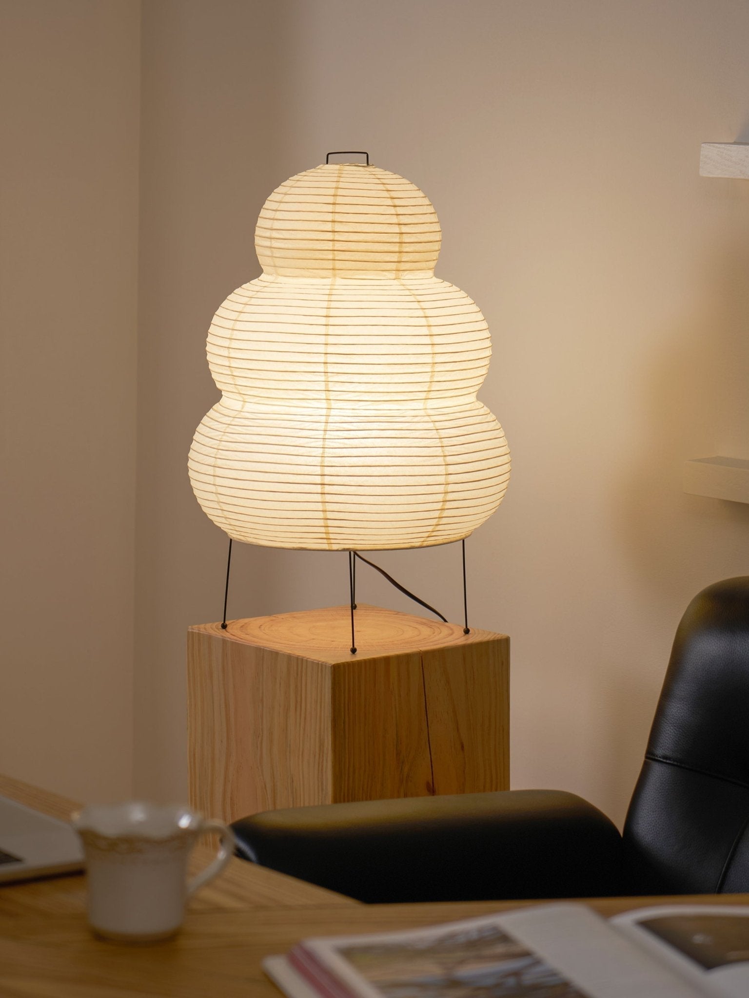 Tranquilux Paper Japanese-Inspired Table Lamp-Neutral Decor
