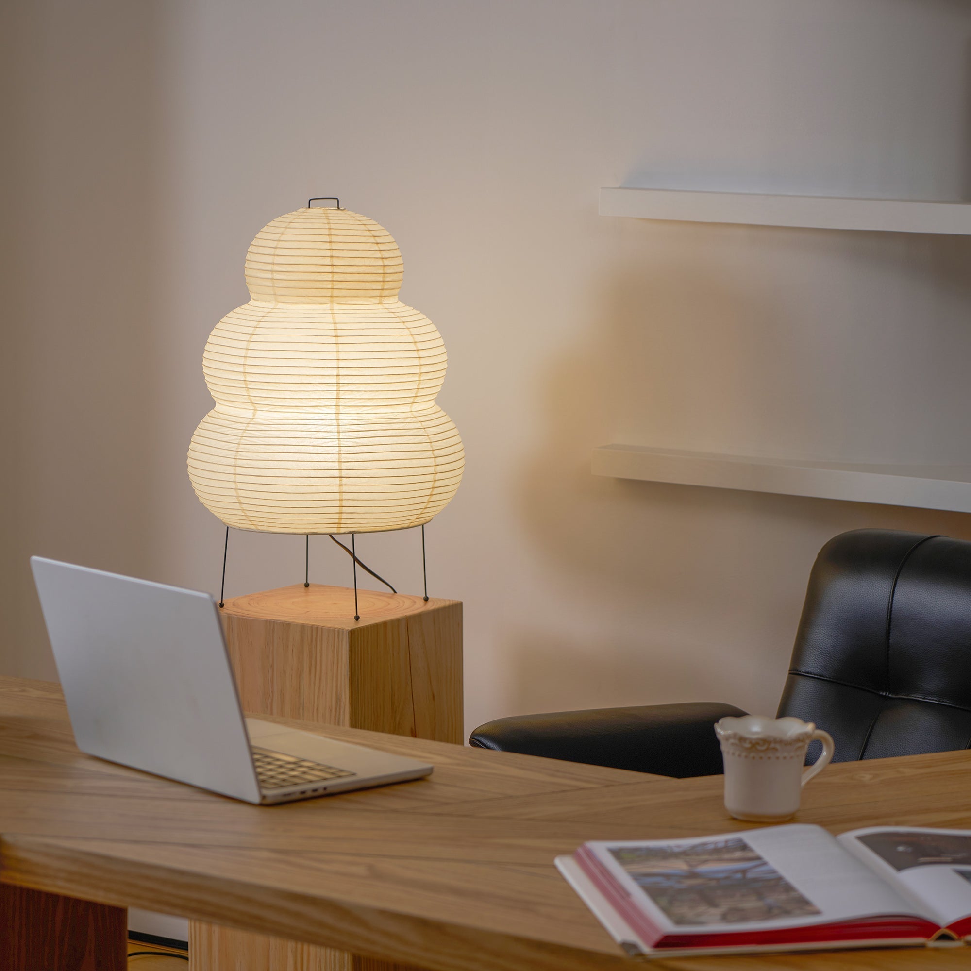 Tranquilux Paper Japanese-Inspired Table Lamp-Neutral Decor
