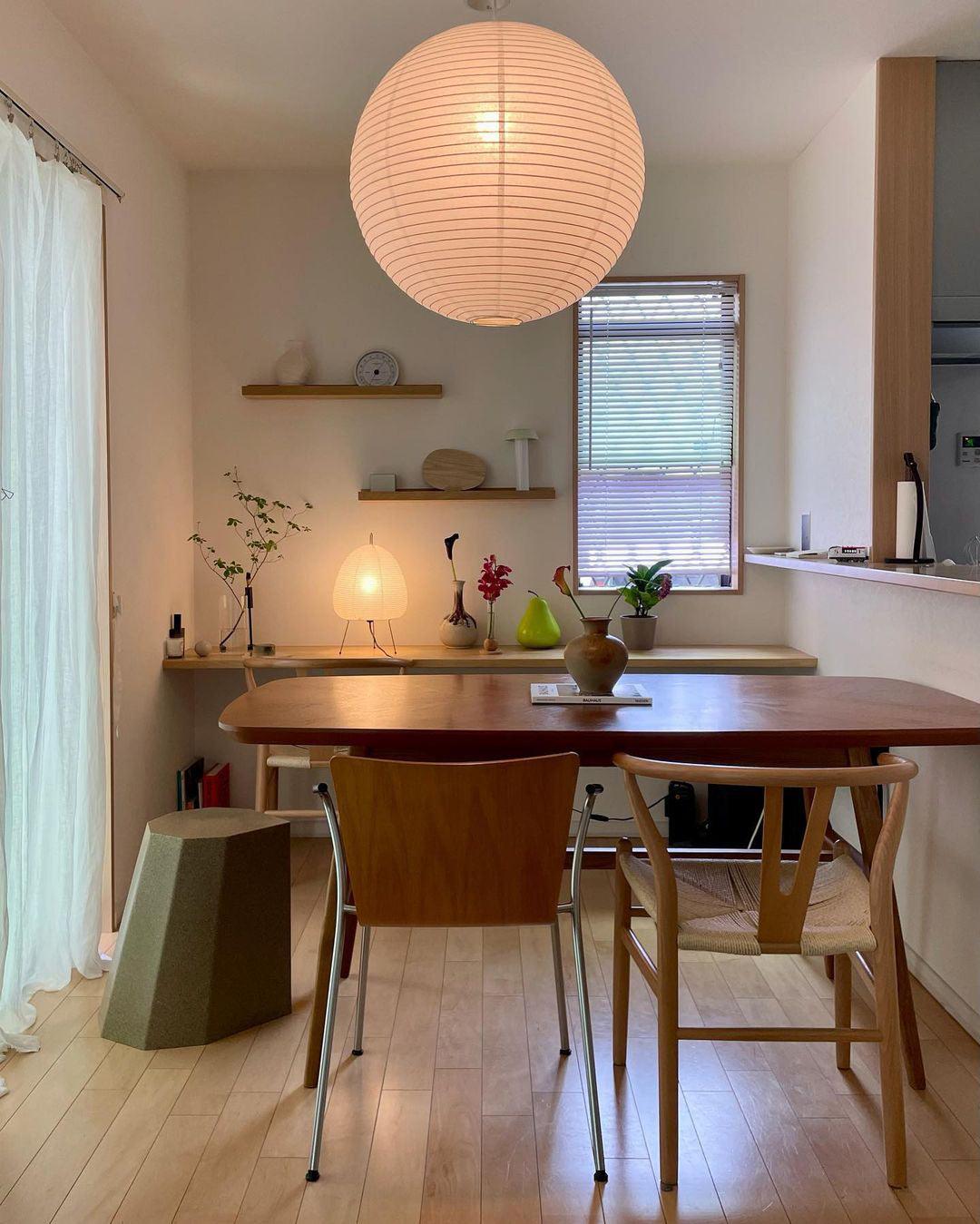 Noveno Pendant Lamp Bamboo Washi Paper Round-Neutral Decor