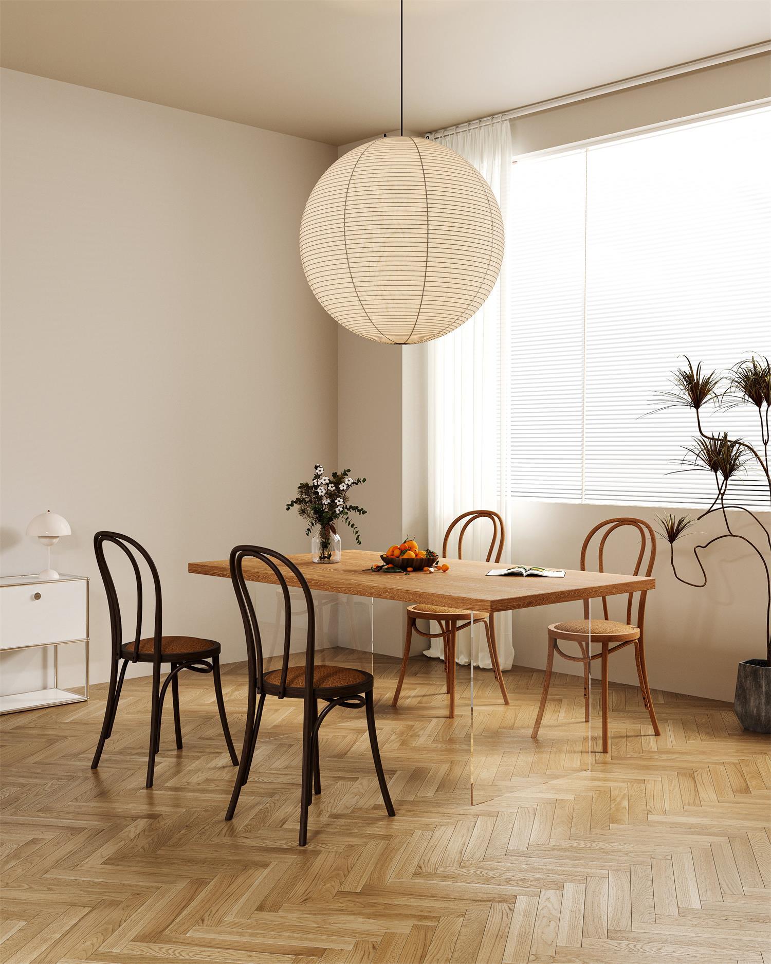 Noveno Pendant Lamp Bamboo Washi Paper Round-Neutral Decor