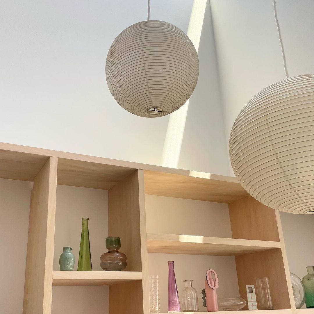 Noveno Pendant Lamp Bamboo Washi Paper Round-Neutral Decor