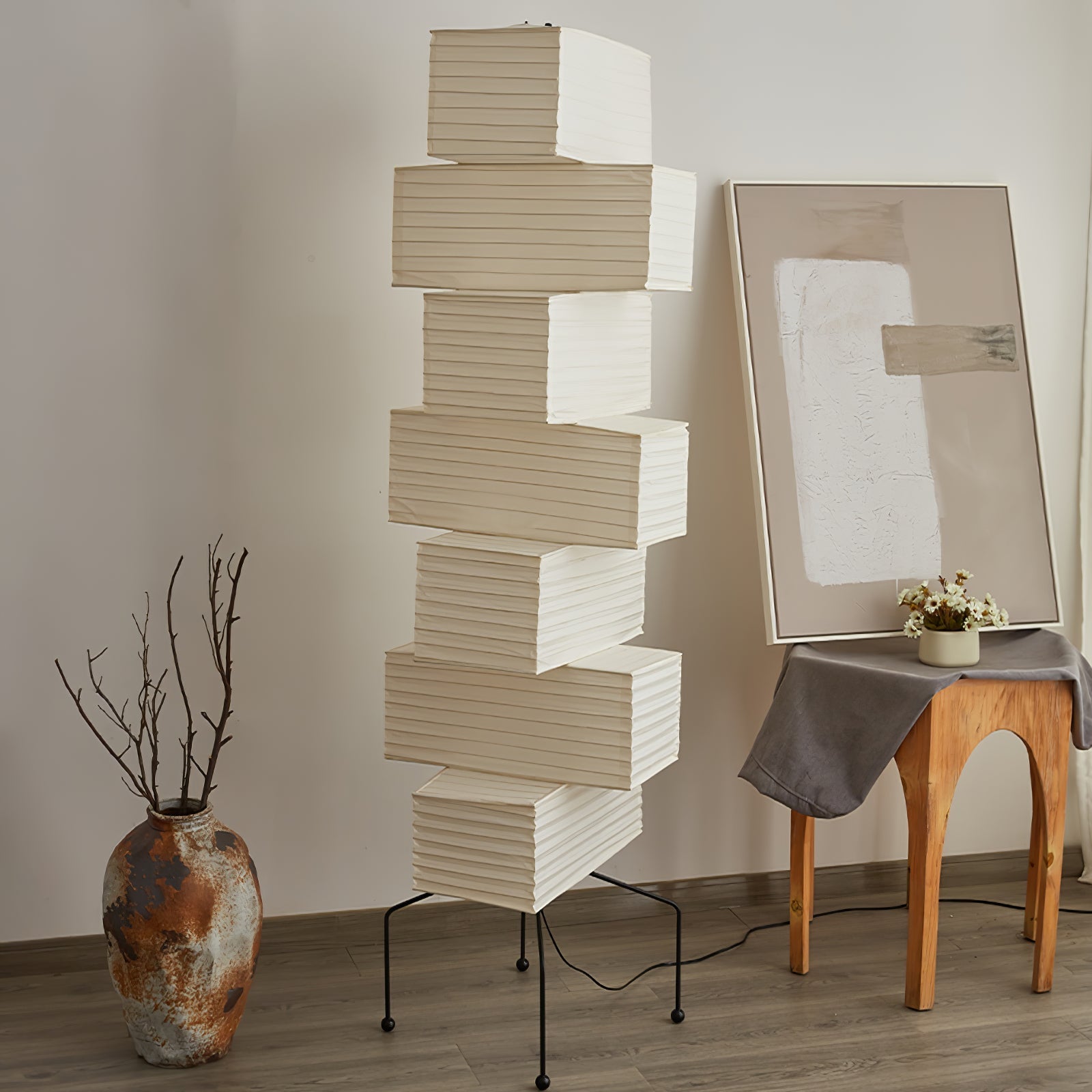 Avara Paper Floor Lamp-Neutral Decor