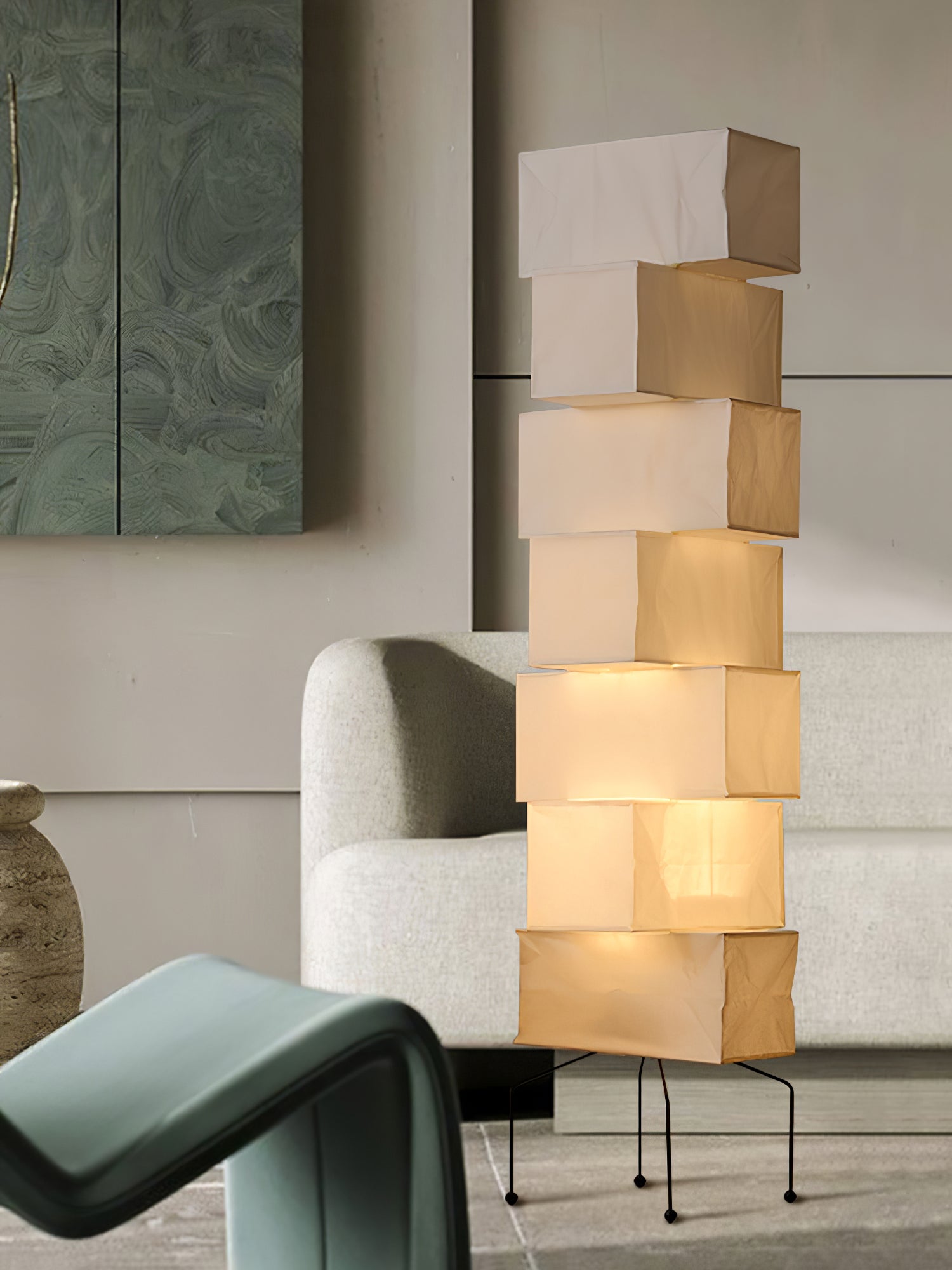 Avara Paper Floor Lamp-Neutral Decor