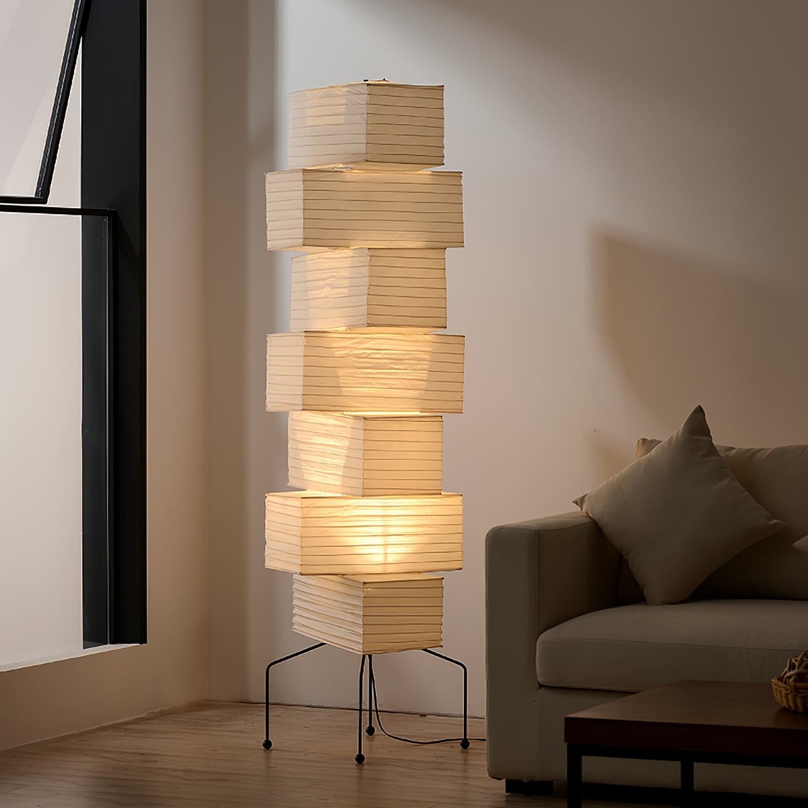 Avara Paper Floor Lamp-Neutral Decor