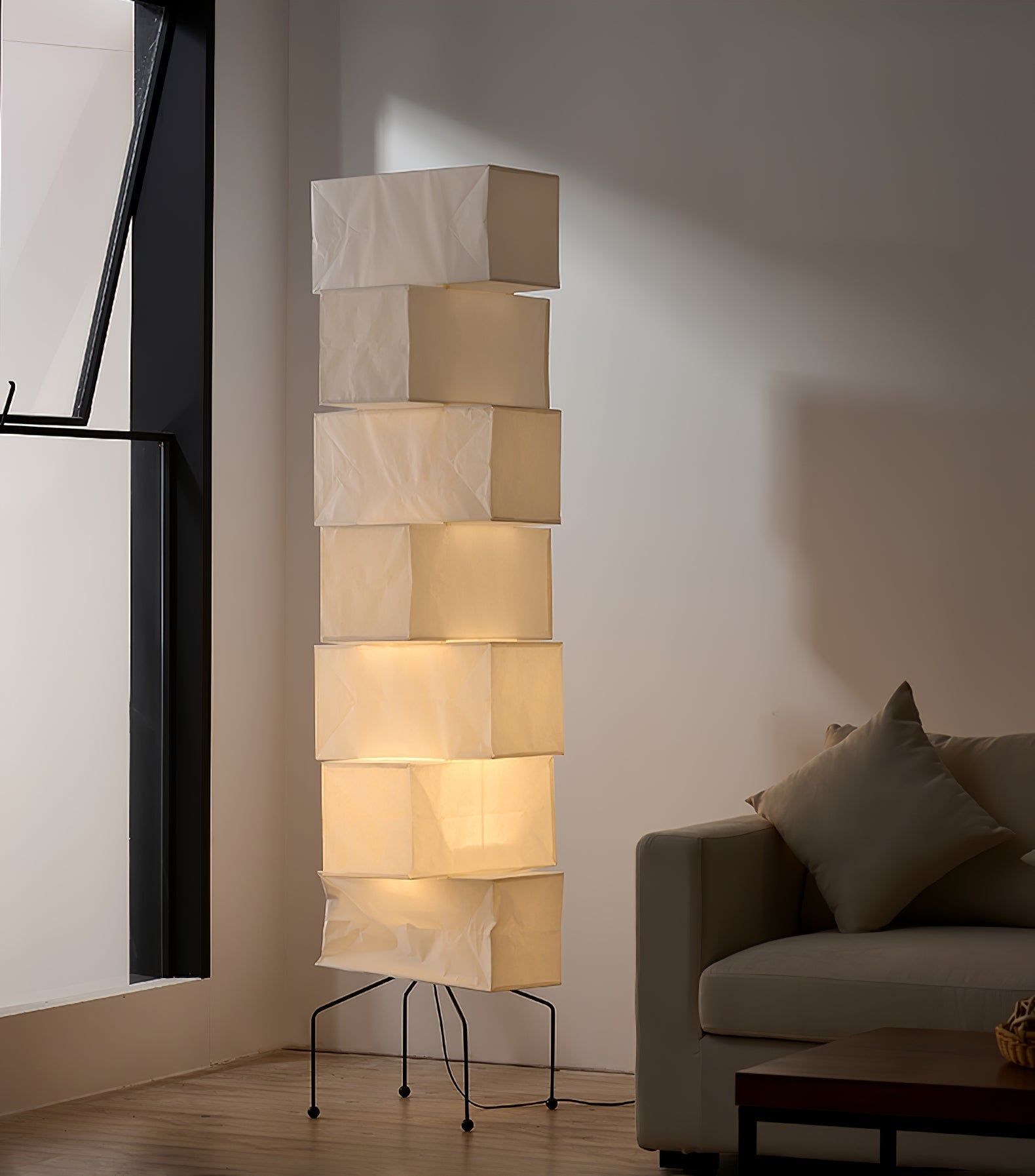 Avara Paper Floor Lamp-Neutral Decor