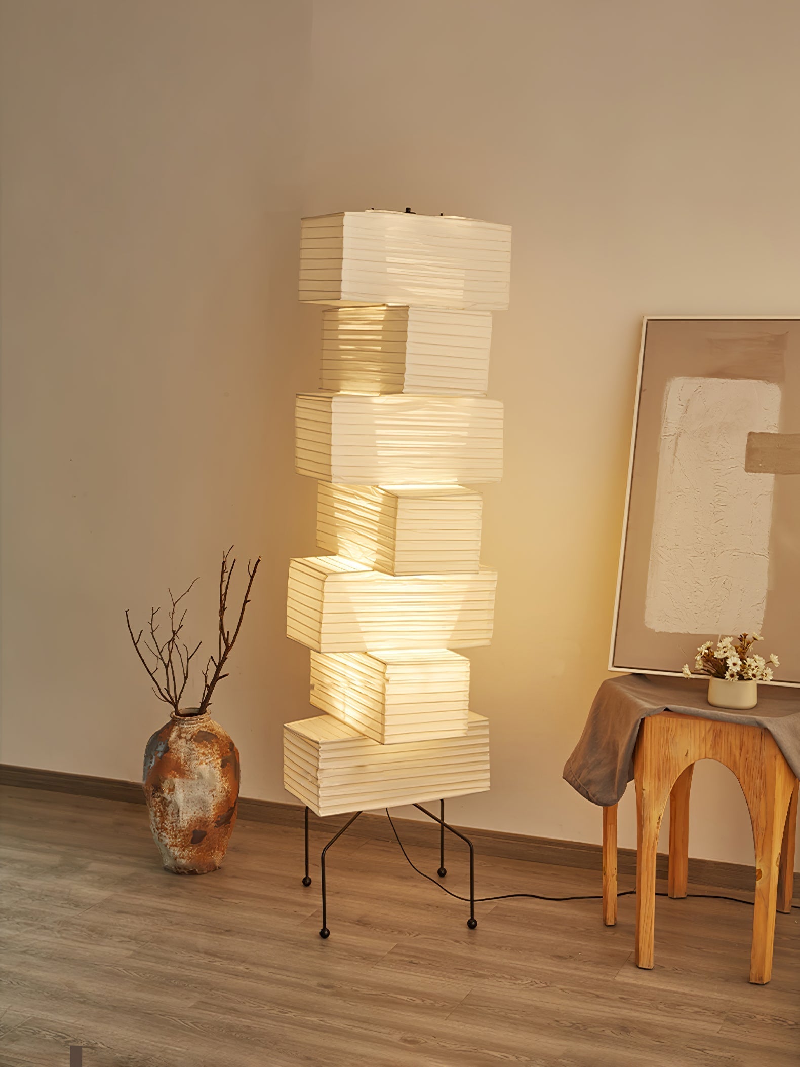 Avara Paper Floor Lamp-Neutral Decor
