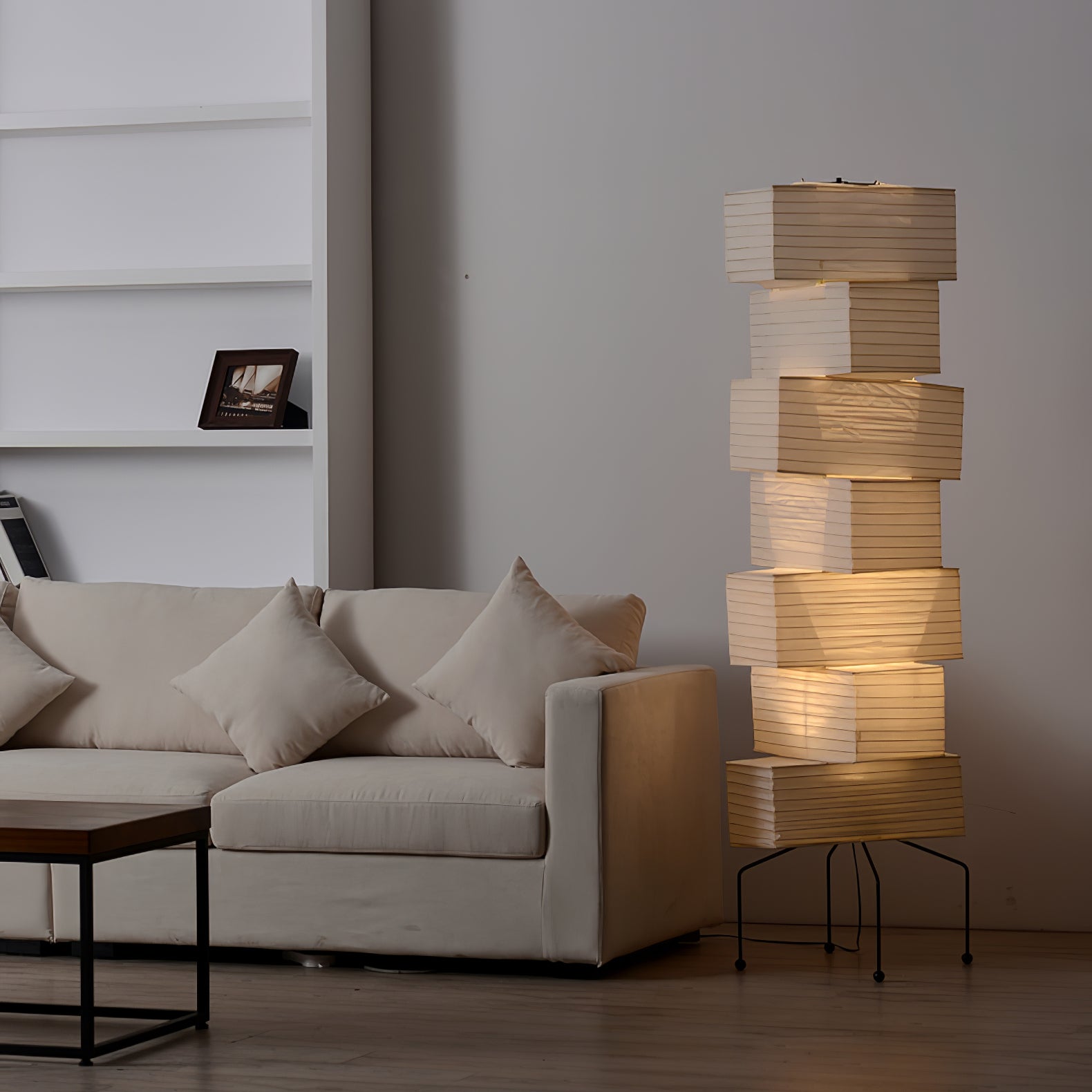 Avara Paper Floor Lamp-Neutral Decor